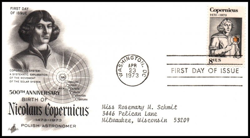 US 1488 Copernicus Artcraft Typed FDC
