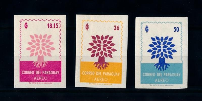 [72465] Paraguay 1961 World Refugee Year Imperf. Airmail Stamps MNH