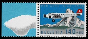 Switzerland 1988,Sc.#B541 MNH Air Mail Stamp: Junkers JU-52 &Matterhorn Mountain