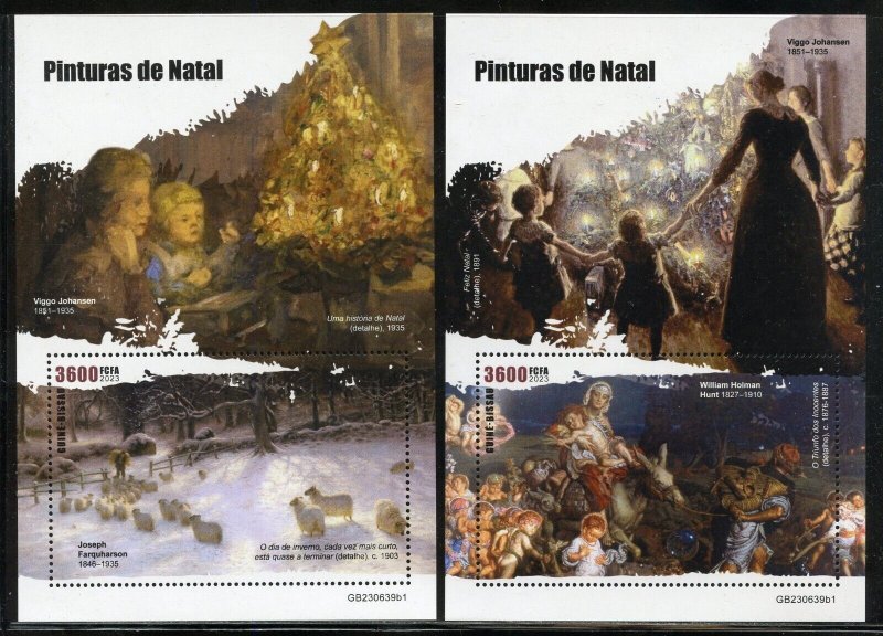 GUINEA BISSAU 2023 CHRISTMAS PAINTINGS SET OF TWO SOUVENIR SHEETS MINT NH