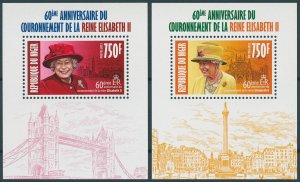 Niger 2013 MNH Royalty Stamps Queen Elizabeth II Coronation 60th Ann 2x 1v S/S I