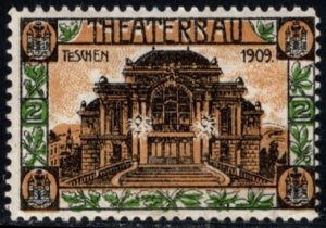 1909 Poland Poster Stamp Teschen Theatre Construction Unused