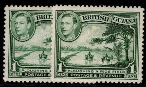 BRITISH GUIANA GVI SG308 + 308a, 1c SHADE VARIETIES, M MINT. Cat £23.