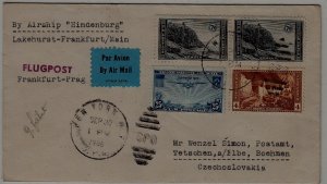 USA/Germany/Czechoslovakia Zeppelin cover 30.9.36