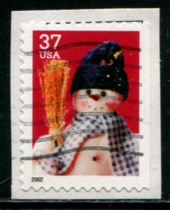 3685 US 37c Snowmen SA, used on paper perf 11