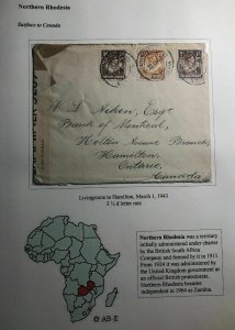 1943 Livingstone Northern Rhodesia Censored Cover To Bank Of Montreal Canada