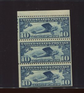 C10a Lindbergh Air Mail Mint PLATE # Booklet Pane of 3 Stamps (By 1789)