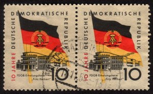 1959, Germany DDR 10Pfg, Used pair, Sc 457