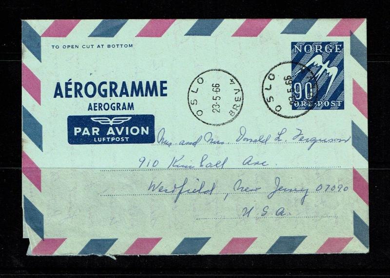 Norway 1966 aerogramme to USA - Lot 090417