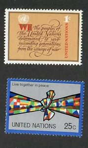 United Nations-New York;  Scott 291-292; 1978; Unused; NH