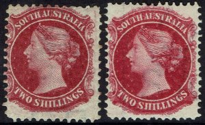 SOUTH AUSTRALIA 1901 QV 2/- BOTH SHADES WMK CROWN/SA 