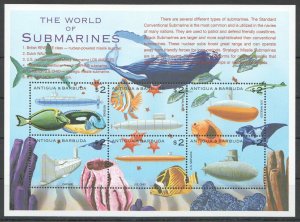 B0349 Antigua & Barbuda Fish & Marine Life The World Submarines 1Kb Mnh Stamps