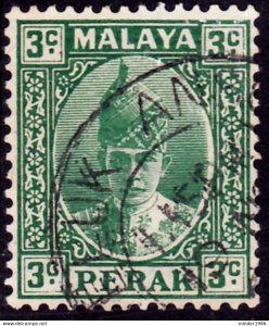 MALAYA PERAK 1941 KGVI 3c Green SG106 Used