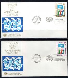 UN New York 260-261 Anniversary Geneva Set of Two U/A FDC