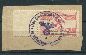 GERMANY 3rd REICH OCCUPATION WW2 UKRAINE HILFSPOST WLADIMIR-WOLYNSK 13 VFU