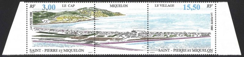 St. Pierre & Miquelon Sc# 630a MNH pair 1996 3fr-15.50fr Mountains and Buildings