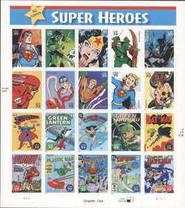 2006 US Scott #4084 39c DC Comics Super Heroes, Sheet of 20 MNH