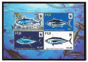 FIJI SC 1006-6a NH 2 SOUVENIR SHEETS(DIFFERENT PRINTINGS) of 2004 - WWF - FISH