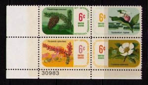 1969 Botanical Congress Plate Block Of 4 6c Stamps, Sc#1376-1379, MNH, OG