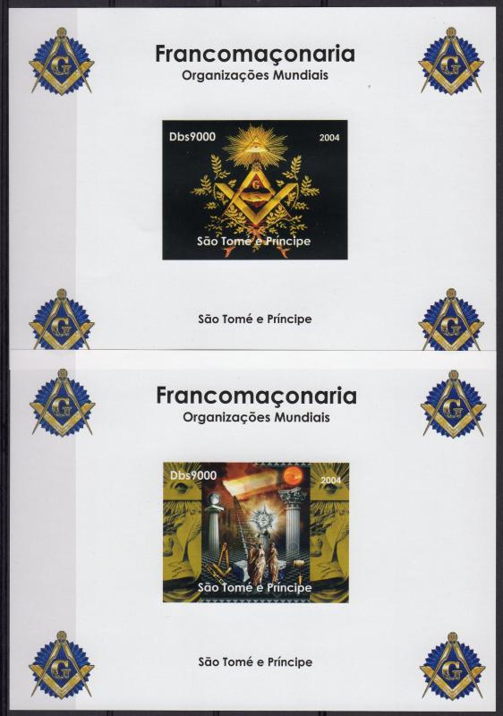 Sao Tome and Prince 2004 Freemasonry 4  Souvenir Sheets IMPERF. MNH
