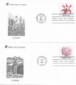 1981 FDC, #1876-1879, 18c Flowers, Reader's Digest (4)