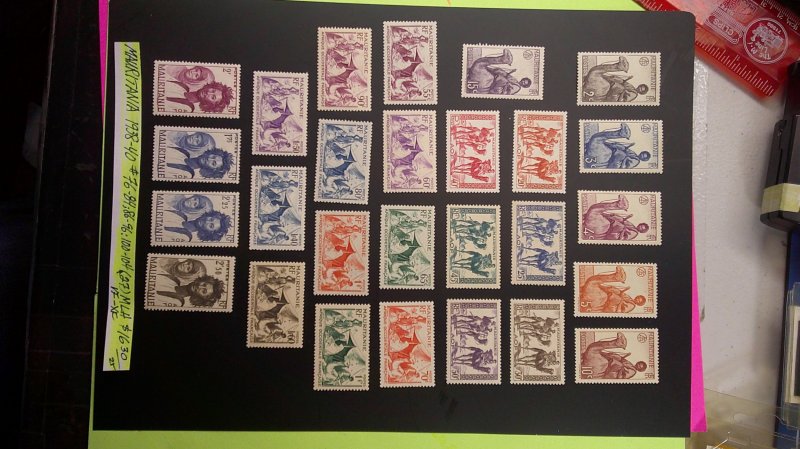 Mauritania 1938-40 Definitive Issue Scott# 76-84, 86-96, 100-104 Mint LH  (27)