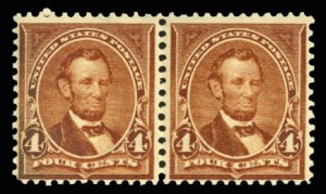 United States, 1894-95 #280 Cat$160+, 1898 4c rose brown, horizontal pair, ne...