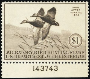 RW7, Mint VF NH $1 Duck Stamp With PL# - Stuart Katz