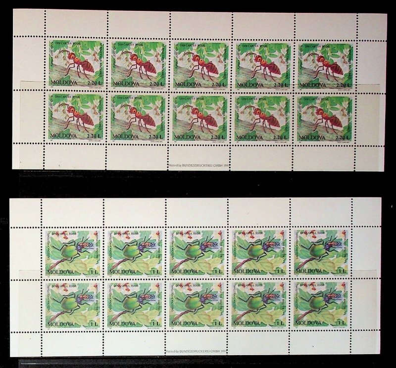 MOLDOVA Sc 239-42 NH MINISHEETS OF 1997 - INSECTS - (JS23)