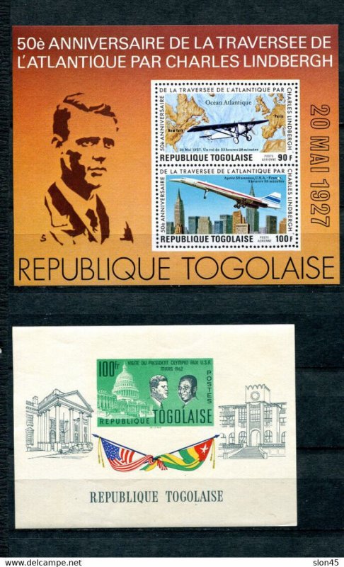 Togo  2 Souvenir Sheet MNH Memory J F Kennedy Imperf/Lindberg Perf  13670