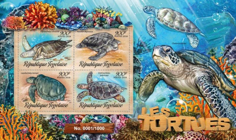 TOGO 2016 SHEET TURTLES REPTILES MARINE LIFE tg16222a