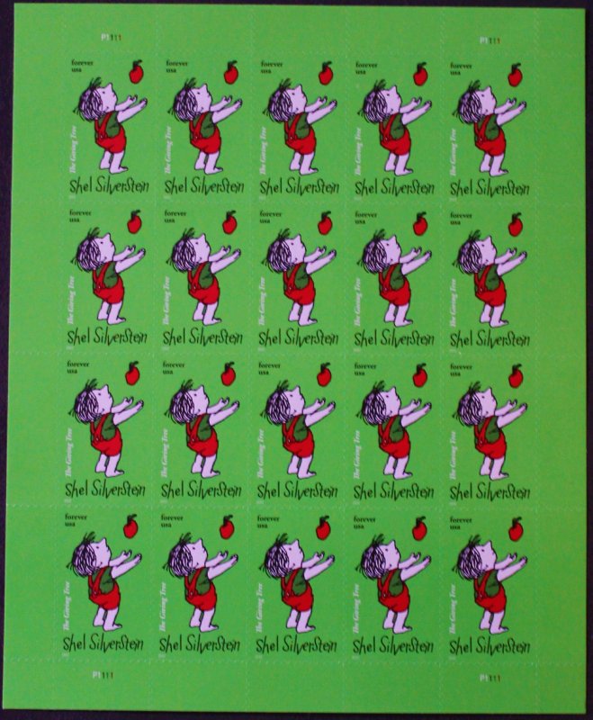 U.S.#5683 Shel Silverstein 58c Pane of 20, MNH.  P#P1111  Mini O/S Fee