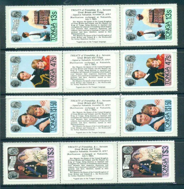 Tonga 1981 Charles & Diana Wedding P&S Gutter prs. MUH Lot45258