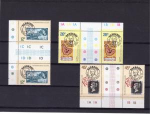 Barbados 1979 Sc#491/493 Stamp on Stamp/Rowland Hill Gutter-Pairs MNH VF