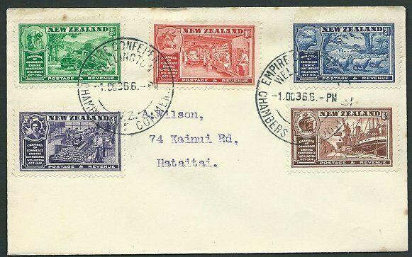 NEW ZEALAND 1936 Commerce set FDC - special Conference pm - cat NZ$75......42985