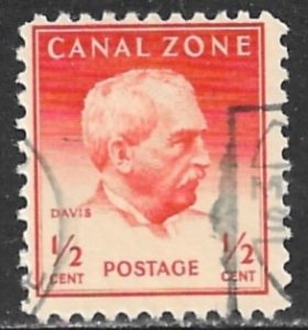 US CANAL ZONE 1946-49 1/2c General Davis Portrait Issue Sc 136 VFU