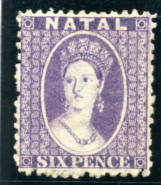 Natal 1864 QV 6d violet (wmk reversed) MLH. SG 24x.