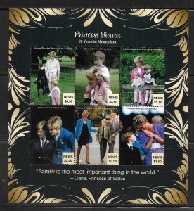 Nevis 1915 Princess Diana mini-sheet MNH '22 c.v. $15