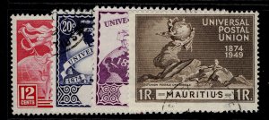 MAURITIUS GVI SG272-275, anniversary of UPU set, FINE USED.