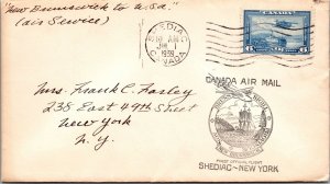 Canada FFC 1939 - Air Mail - Shediac to New York, NY - F35745