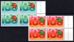 Luxembourg 1974 Sc#551/552 UPU CENTENARY Block of 4 MNH