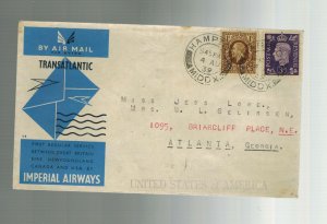 1939 Hampton England First Flight Cover to USA  FFC via Imperial Airways