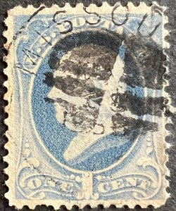 Scott#: 145 - Benjamin Franklin, w/o Grill 1¢ 1870 used single stamp - Lot 20