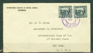 EL SALVADOR 1925 EARLY RAILWAY  COVER TO US...#498