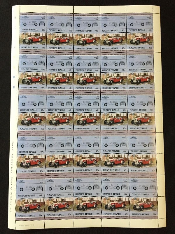 TUVALU Racing Cars Sheets x 8 MNH(400 Stamps)BLK36