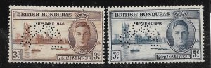 BRITISH HONDURAS SG162/3 1946 VICTORY SET PERF SPECIMEN MNH