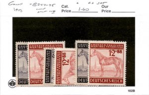 Germany, Postage Stamp, #B244-B245 (3 Sets) Mint NH, 1943 Race Horse (AC)