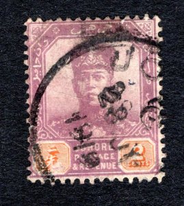 Johore SC #87   F/VF, Used, 2 cent violet & orange, CV $7.75 ...... 3180199