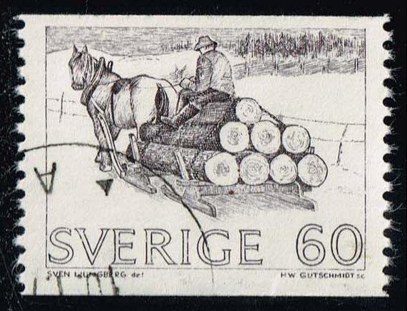 Sweden #747 Horse-drawn Timber Sled; Used (0.25)