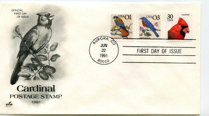 2476, 2478, 2480, Kestrel, Bluebird, Cardinal Artcraft, (Cardinal)  FDC